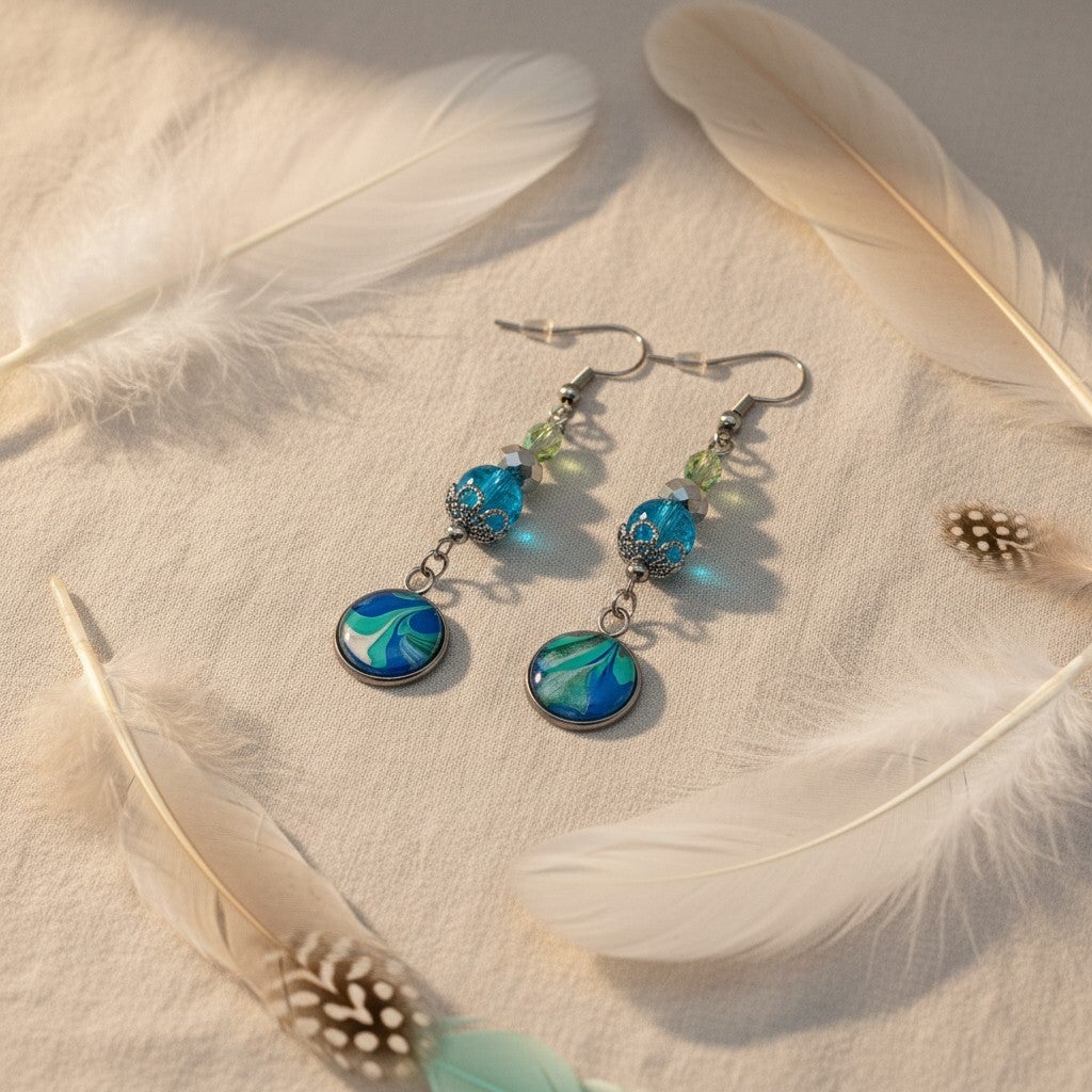 Boucle d'oreille Art "Aurore Boreal"