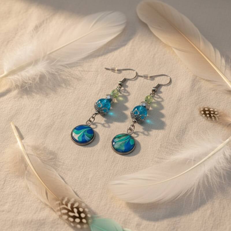 Boucle d'oreille Art "Aurore Boreal"