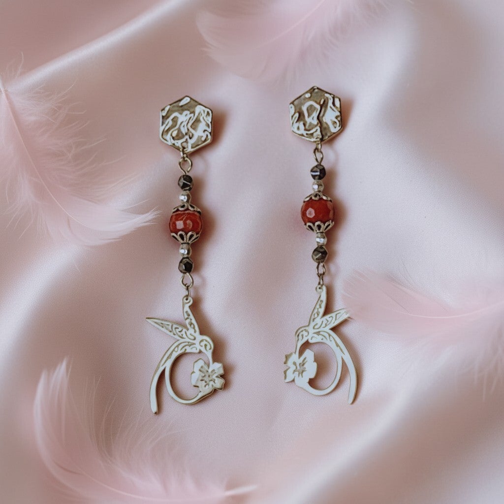 Boucle d'oreille Charme "Colibri Elégance"