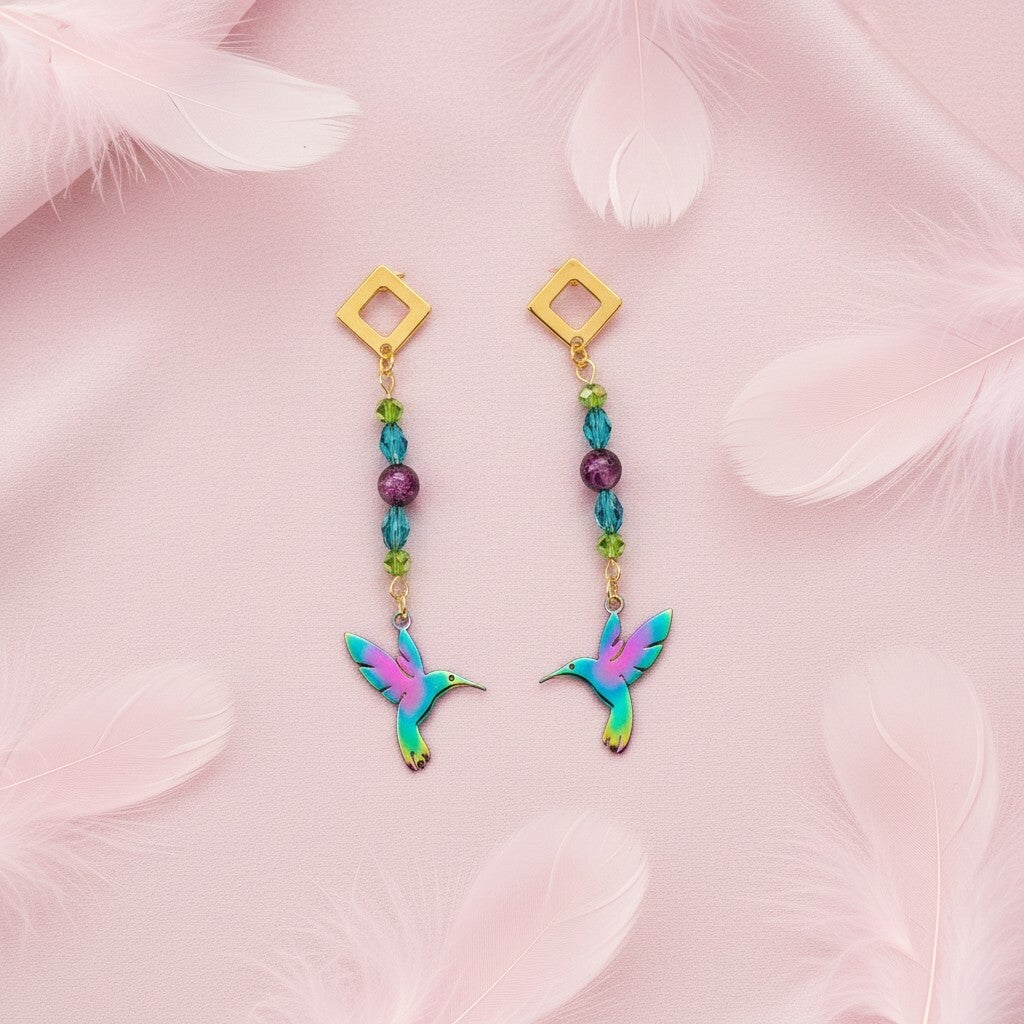 Boucle d'oreille Charme "Colibri Harmonie"
