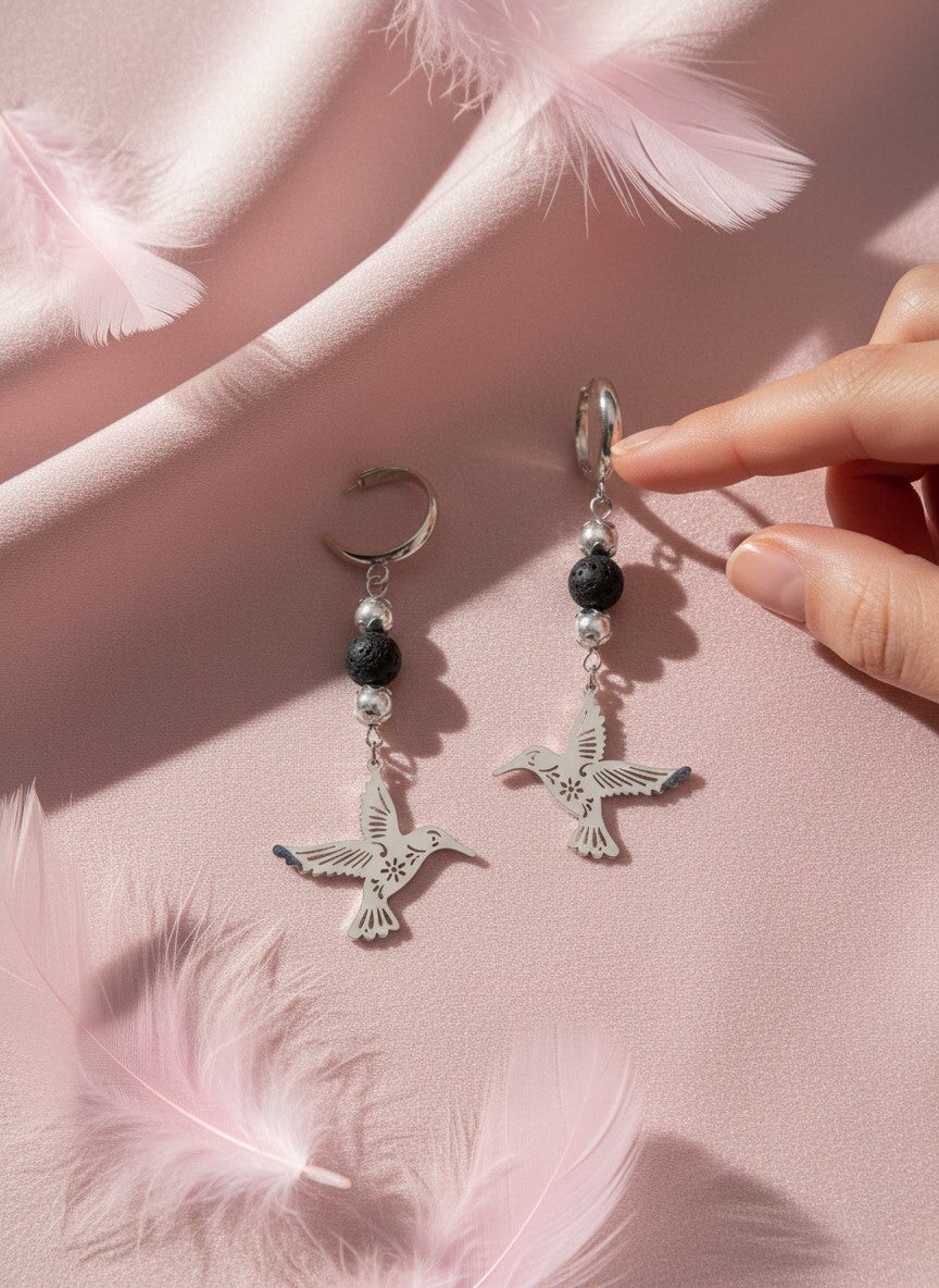 Boucle d'oreille Charme "Colibri Majesté"