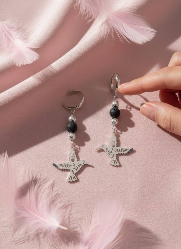 Boucle d'oreille Charme "Colibri Majesté"