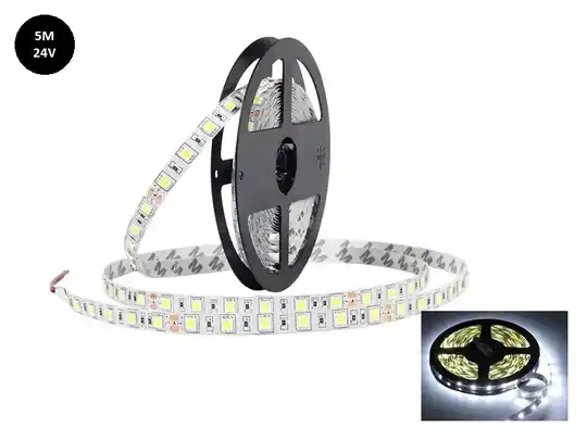 LED strip 24 volt wit 3528 IP65 5 meter