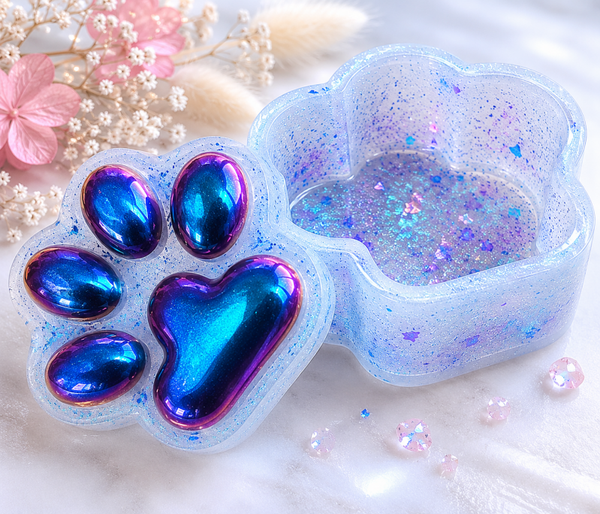Pfötchen-Schmuckdose aus Epoxidharz – Glitzernd & Einzigartig