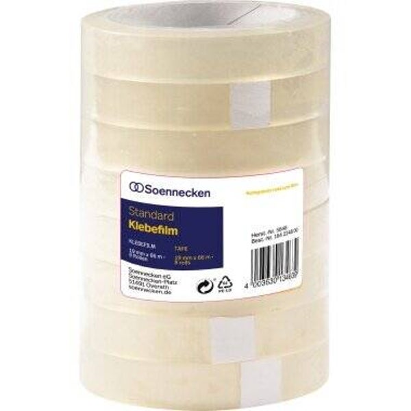 Soennecken Klebefilm – 19 mm x 66 m, transparent, 8 Stück/Pack.