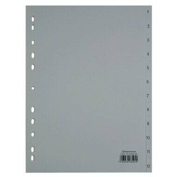 Zahlenregister DIN A4 1-12 Polypropylen grau