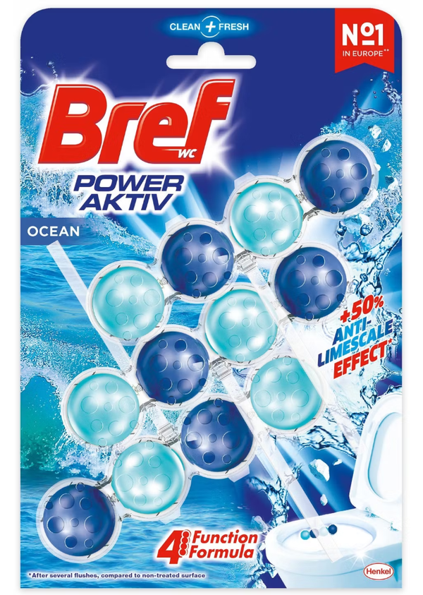 Bref Power Active WC-Reiniger – Ocean, 3er Pack à 50 g