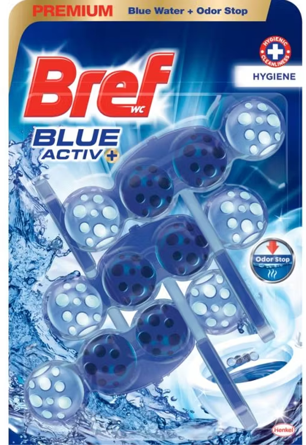 Bref Power Active WC-Reiniger – Blue Active, 3er Pack à 50 g