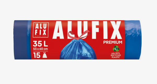 ALUFIX Müllsäcke mit Zugband Extrastark 35 Liter - 15 Säcke/Rolle