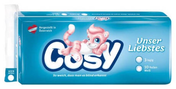 Cosy Toilettenpapier Ultrasoft, 3-lagig, 10 Rollen