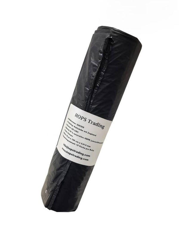 Müllsäcke mit Zugband auf Rolle, 120 L, 10 Stück