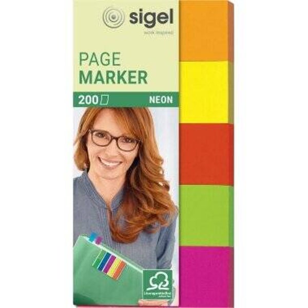 SIGEL Haftmarker Neon 20x50mm farbig sortiert 5 St./Pack