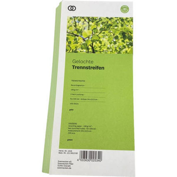 Trennstreifen oeco 24 x 10,5 cm 190g/m² Recyclingkarton grün 100 St./Pack.
