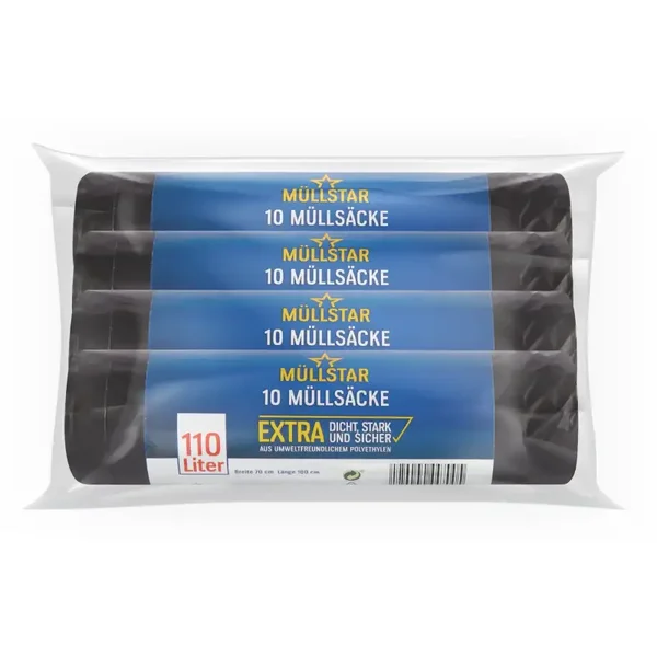 Müllstar Müllsäcke schwarz, 700 x 1000mm, 110 L 4 x 10 Stk.