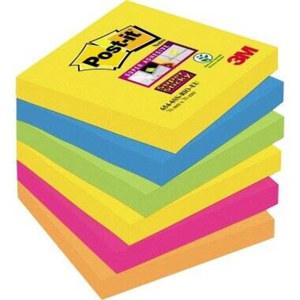 Post-it Haftnotiz Super Sticky 76x76mm sort. 6 St./Pack.