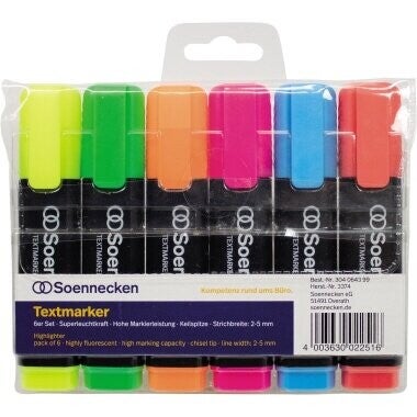 Soennecken Textmarker 2-5mm farbig sortiert 6 St./Pack.