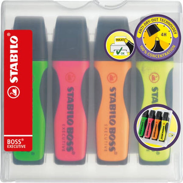 STABILO Textmarker BOSS EXECUTIVE 2-5mm sortiert 4 St./Pack.
