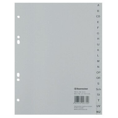 Soennecken A-Z Register DIN A5 Polypropylen grau 20 Registerblätter