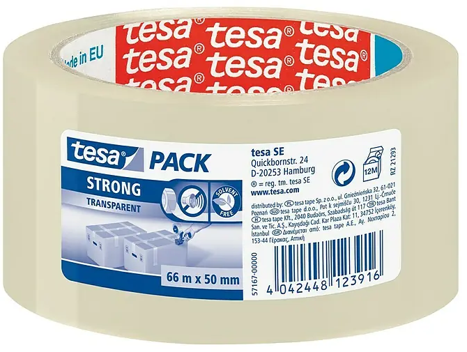 Tesa Packband Strong Transparent, 66 m x 50 mm