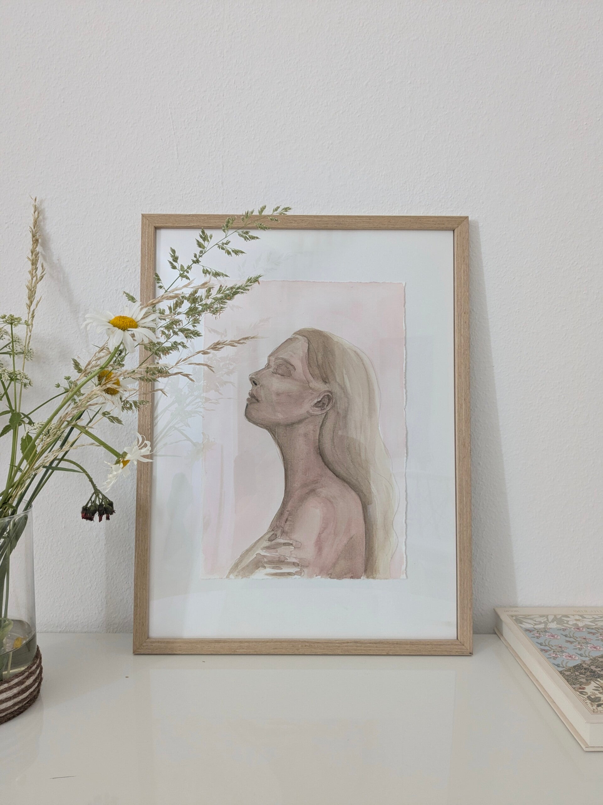 "ANBETUNG" (A4 Büttenpapier mit Holzrahmen)
