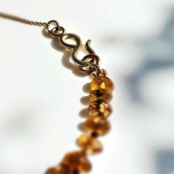 Rainbow Necklace Handmade Clasp - Tourmaline Brown - Gold