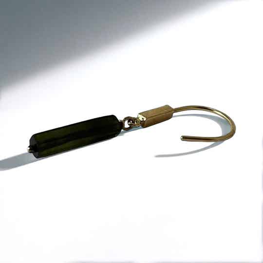Bar Hook Dangling Tourmaline - Gold