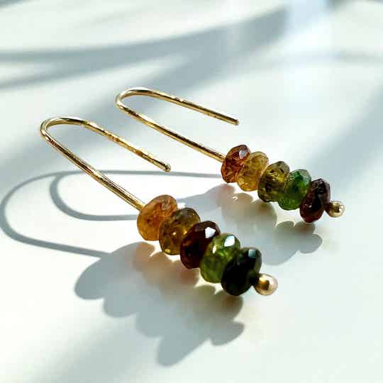 Tourmaline Gold Hooks - Green shade