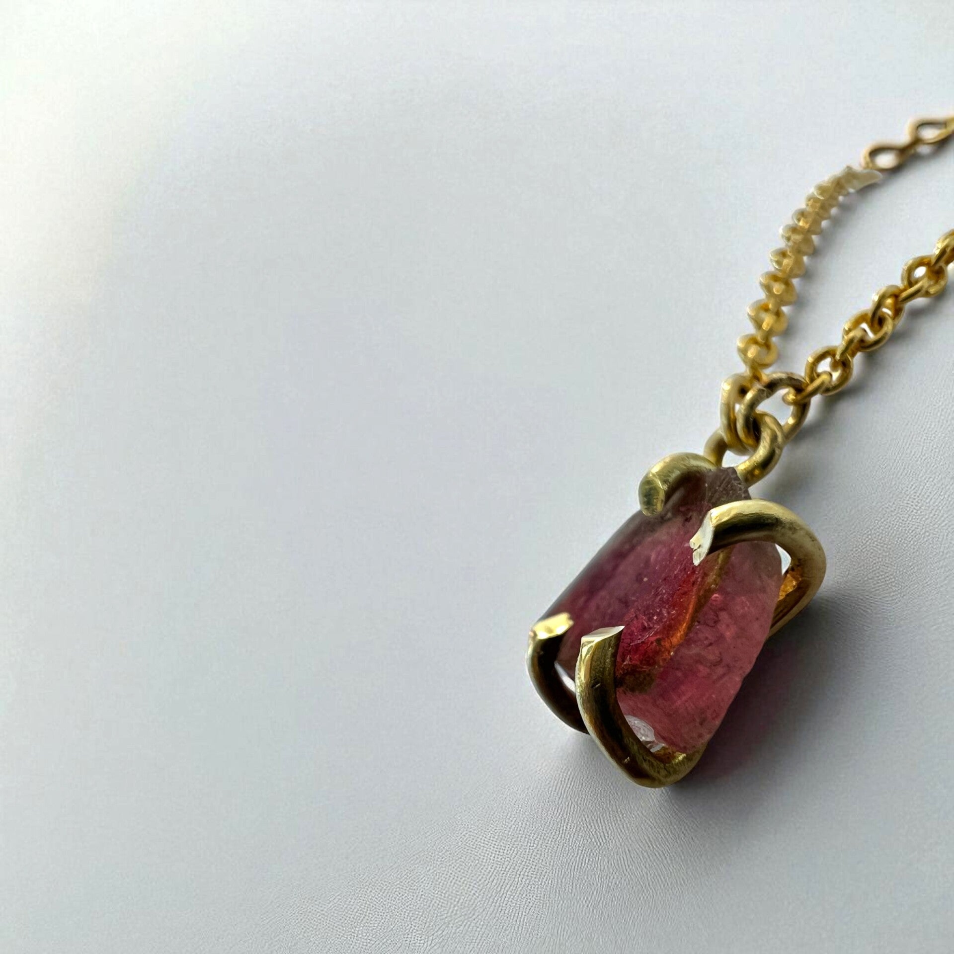 Pink Tourmaline Pendant - Spider Setting