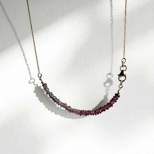 Rainbow Necklace Sapphire Pink - Gold