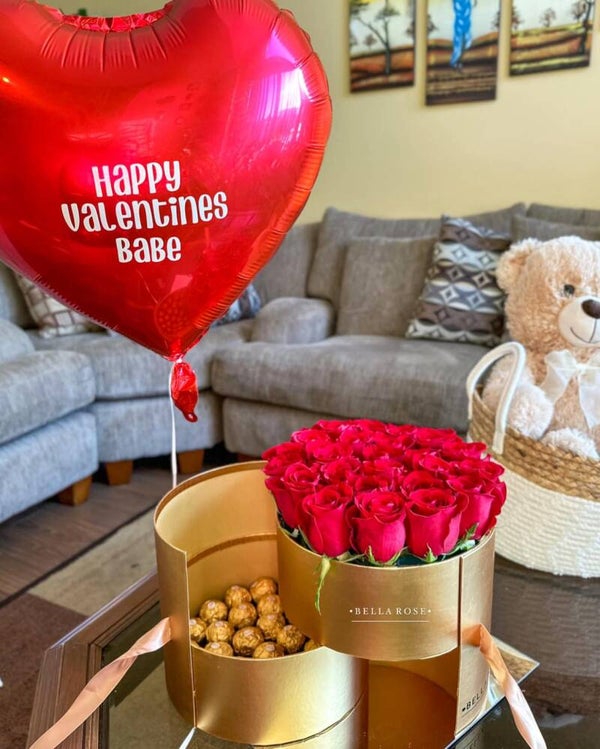 Roses and chocolate box