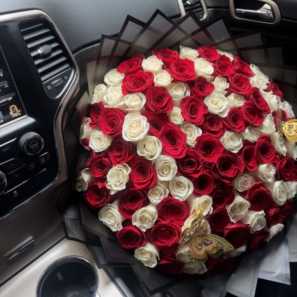 Classic Red & White Rose Bouquet