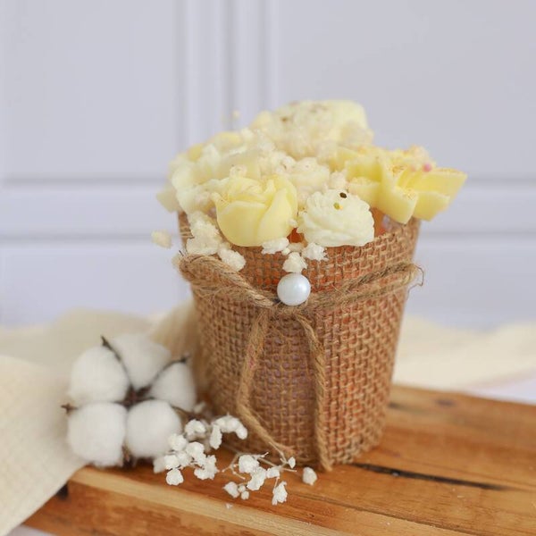Composition florale Parfumée Pot en jute