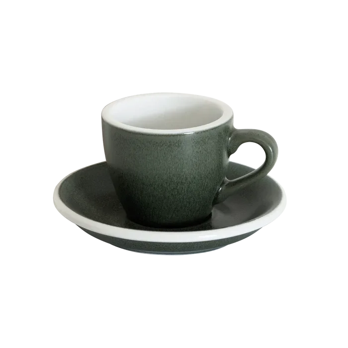 6 x Loveramics Egg Espresso (80ml) Kop en Schotel Donkergroen (Forest)