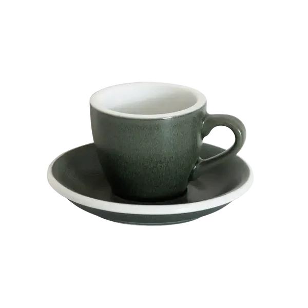 6 x Loveramics Egg Espresso (80ml) Kop en Schotel Donkergroen (Forest)