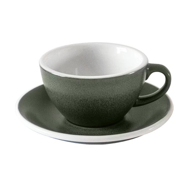 6 x Loveramics Egg Cappuccino (200ml) Kop en Schotel Donkergroen (Forest)