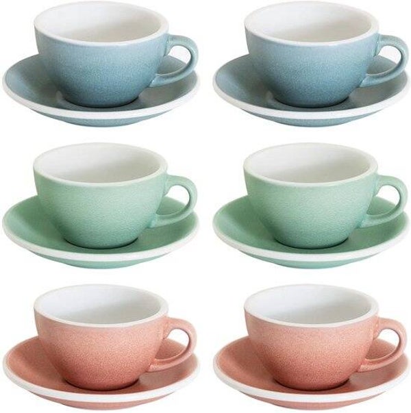6 x Loveramics Egg Cappuccino Color Mix - kop & schotel (3 kleuren, Mineral colors)