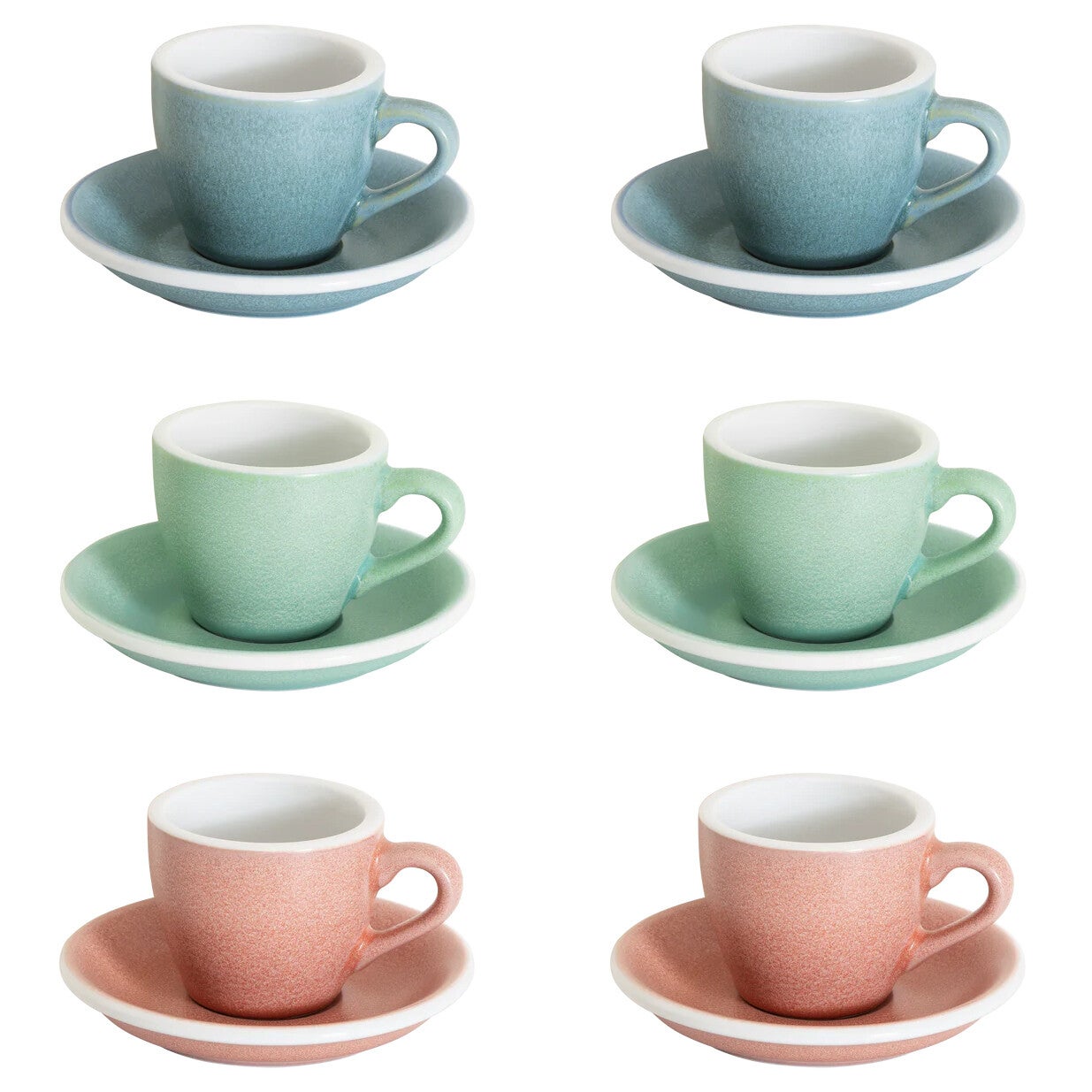 6 x Loveramics Egg Espresso Color Mix - kop & schotel (3 kleuren, Mineral colors)