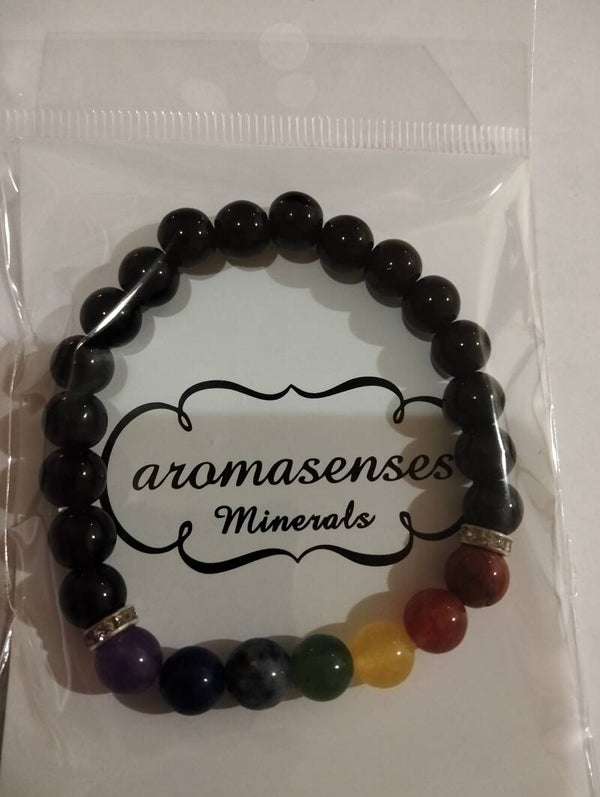 Pulsera Obsidiana 7 Chakras 8mm