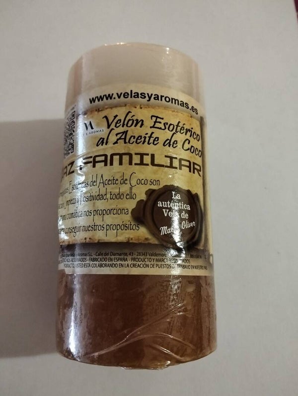 Velón Coco Marrón Paz familiar