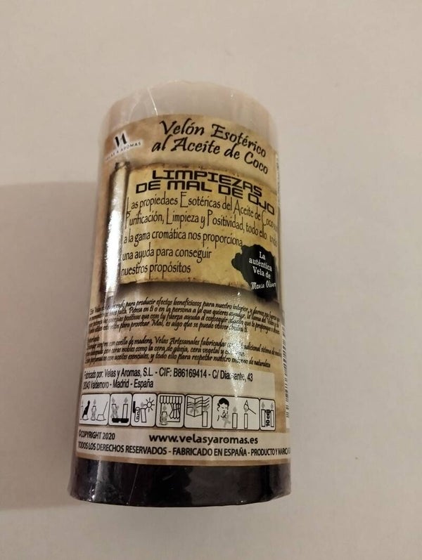 Velón Coco Negro Limpieza Mal de Ojo