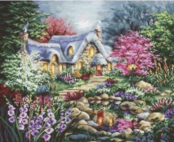 1058 diamond painting huisje extra groot