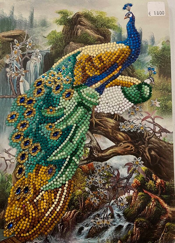 Diamond painting notitie boek pauw