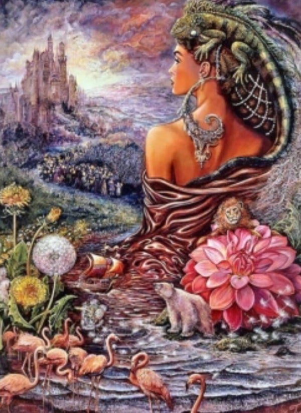 Rd of 1008 vrouw met flamingo