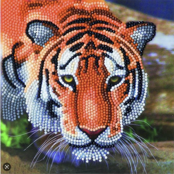 crystal art kaart 18 x 18 tijger