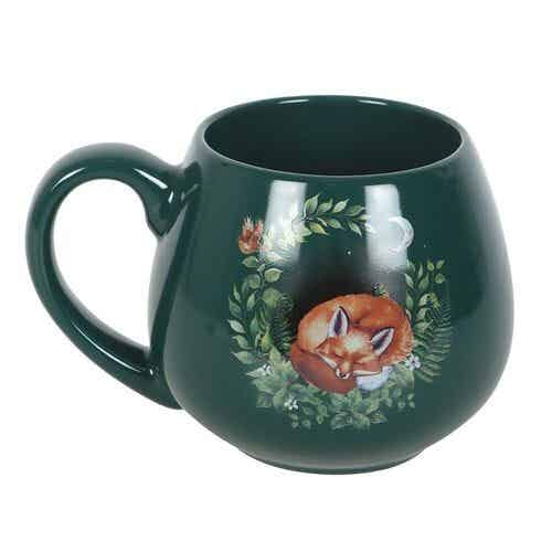 Fawn & Friends Green Sleeping Fox Rounded Mug