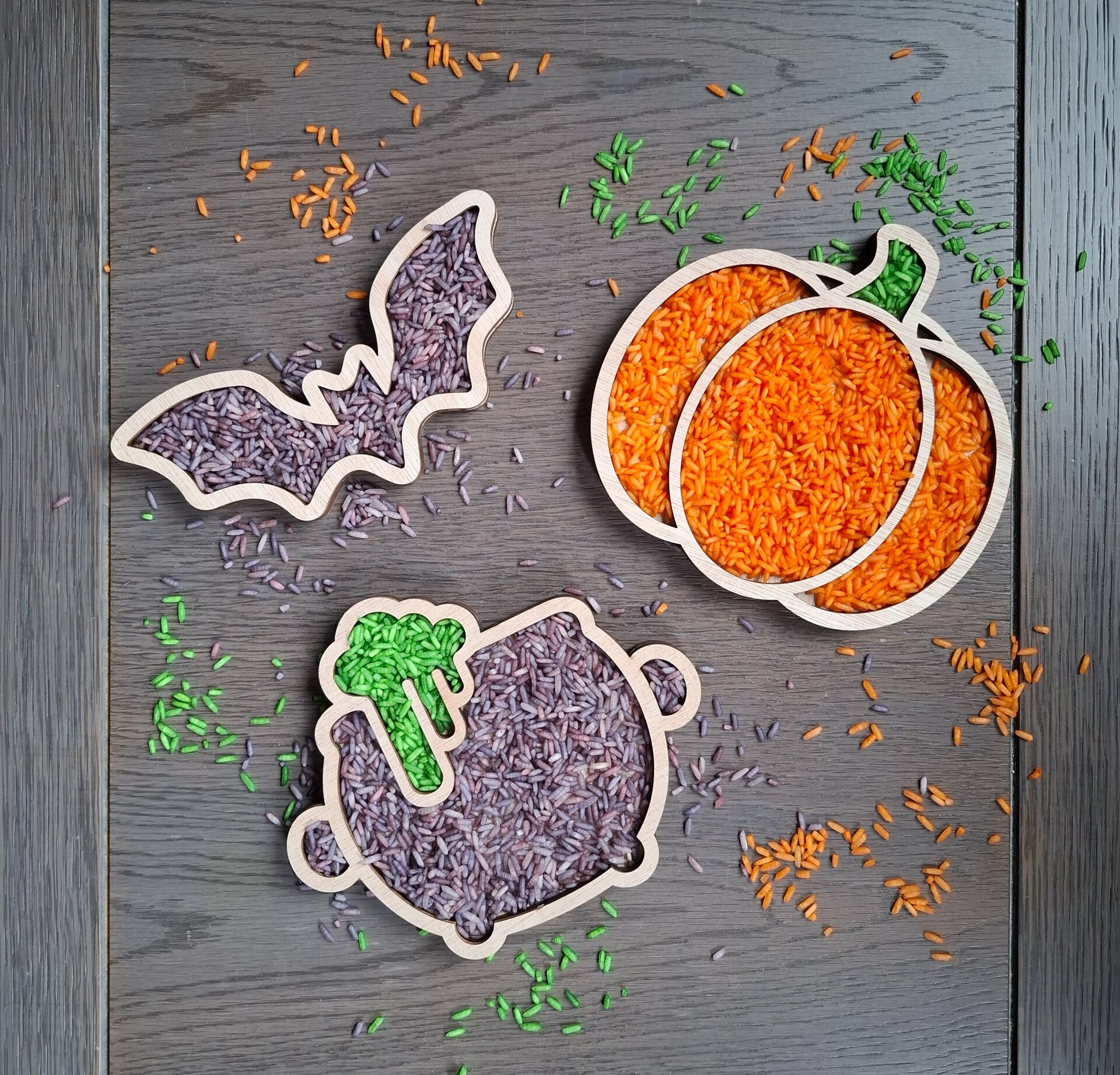 Houten Halloween vulvormen - spelen, voelen en ontdekken