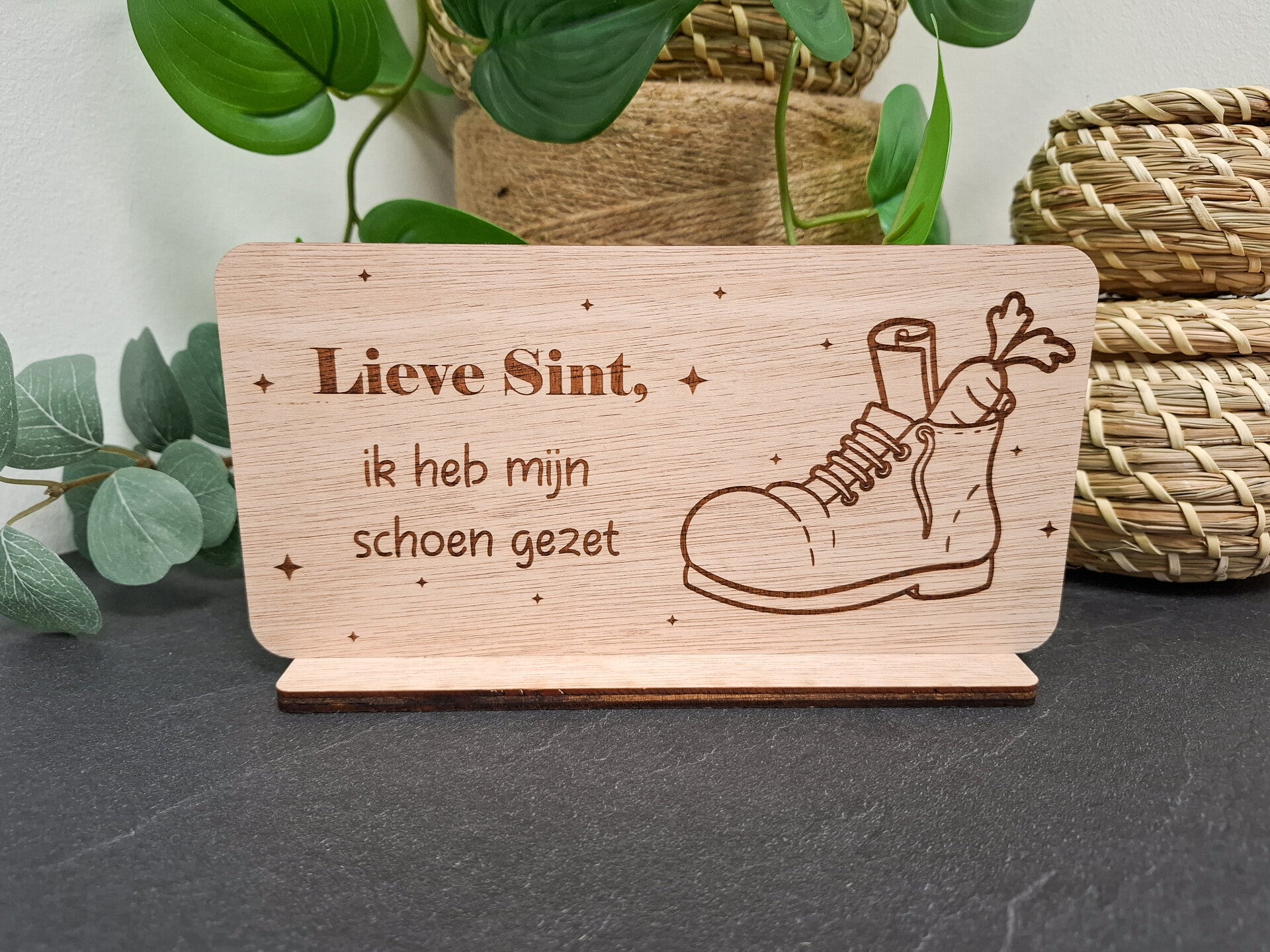 Houten bordje - Lieve Sint, ik heb mijn schoen gezet