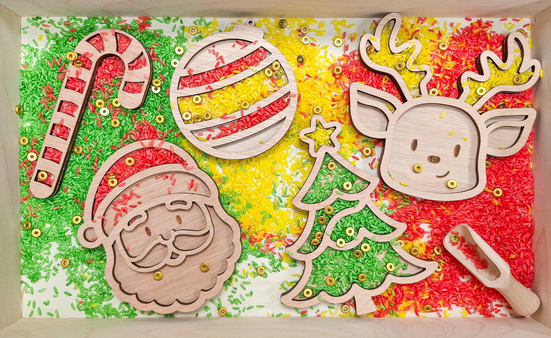 Houten kerst vulvormen (set van 5)