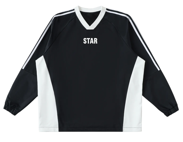 Color-Block V-Neck Long-Sleeve STAR T-Shirt