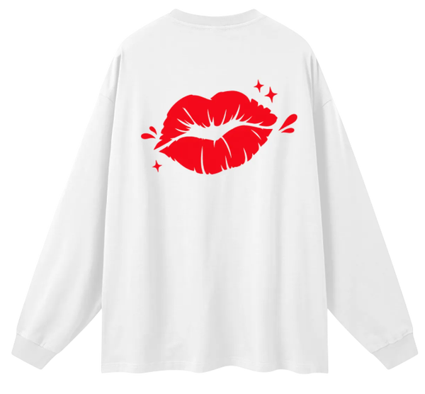 Starranium Girl Hood Oversized Kiss Long Sleeve T-Shirt